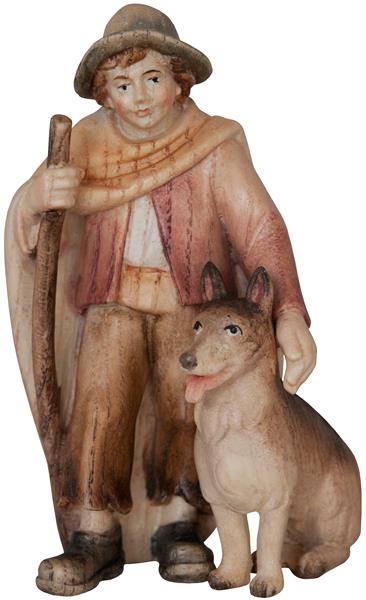 Hirtenjunge mit Schäferhund und Stock