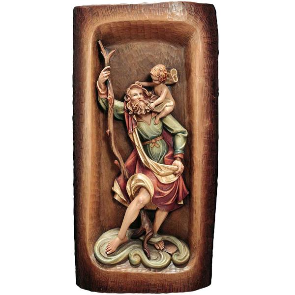 Hl. Christophorus, Heilige Männer, Holzschnitzerei aus Gröden, holz  skulpturen, 115 cm, Natur, holzschnitzerei kaufen