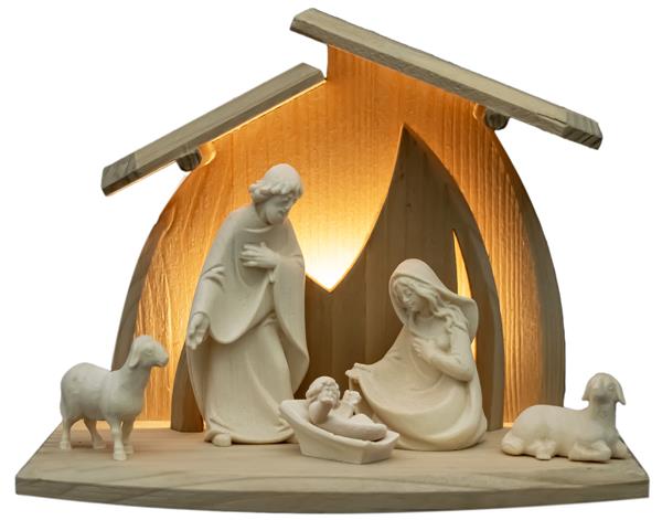 LED Familienstall Altea mit Kaledos Hl. Famile + 2Schafe LED Familienstall Altea mit Kaledos Hl. Famile + 2Schafe