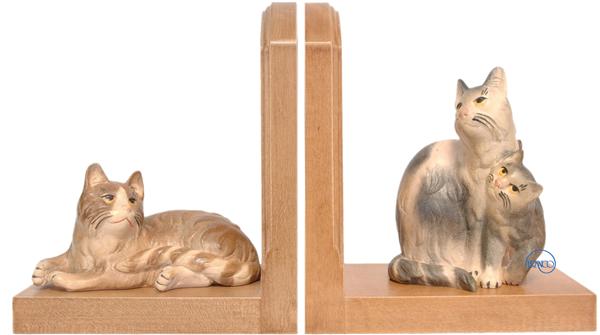 Paar Bücherstützen mit Katze liegend 6 cm und Katzengruppe 10 cm Paar Bücherstützen mit Katze liegend 6 cm und Katzengruppe 10 cm