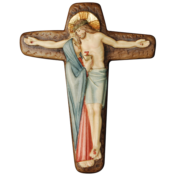 Kreuz mit Christus und Maria mit Kelch Kreuz mit Christus und Maria mit Kelch