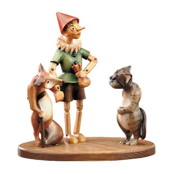 Pinocchio mit Fuchs & Katze (mit Sockel)