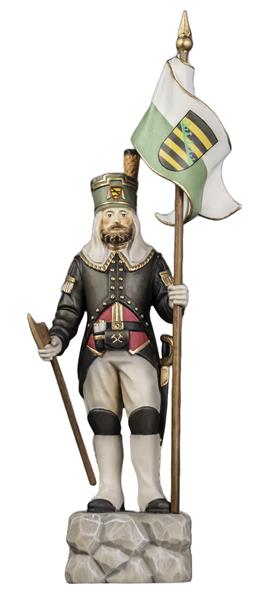 Annaberger Obersteiger mit Sachsenfahne grün-weiß
