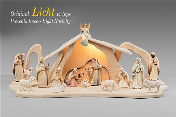 Licht Krippe SET 17 Figuren+Stall Licht+Beleuchtung