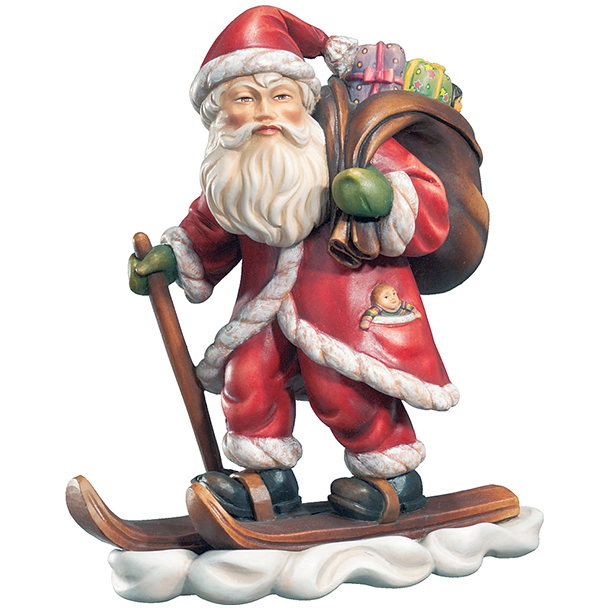 Weihnachtsmann mit Skiern Weihnachtsmann mit Skiern