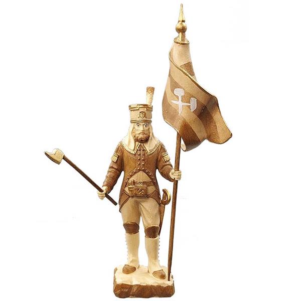 Annaberger Obersteiger mit Bergmannfahne gelb-schwarz Annaberger Obersteiger mit Bergmannfahne gelb-schwarz