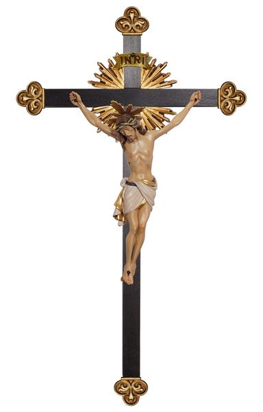 Christus Siena mit Gloriole auf Balken Barock mit Strahlen