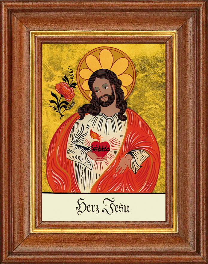 Herz Jesu - Hinterglasbild