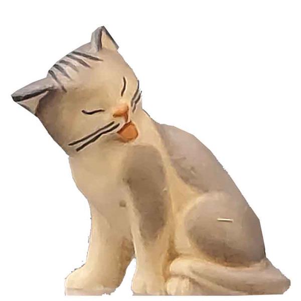 Katze sitzend grau-weiß