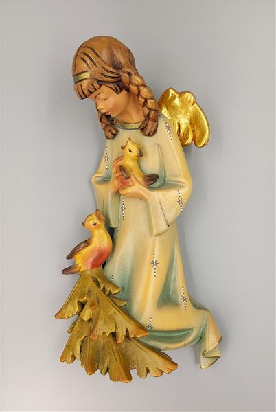 Reliefengel hellblau mit Vogel