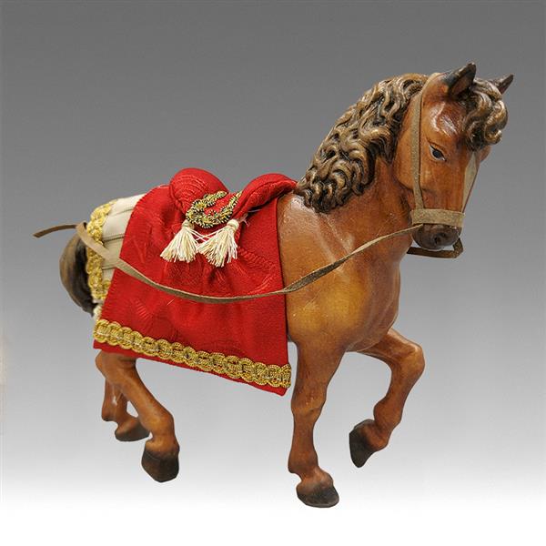 Pferd braun mit Sattel rot für König