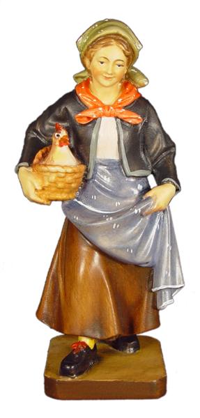 Bäuerin mit Henne in Zirbel