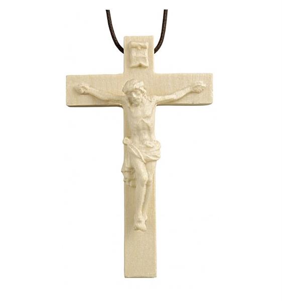 Anhänger - Kreuz mit Jesus, Holz mit Schnüre