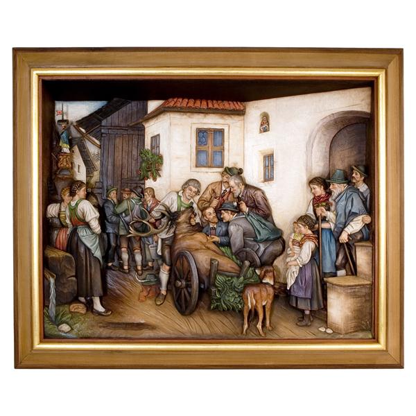 Relief Heimkehr von der Jagd mit extra Rahmen Relief Heimkehr von der Jagd mit extra Rahmen