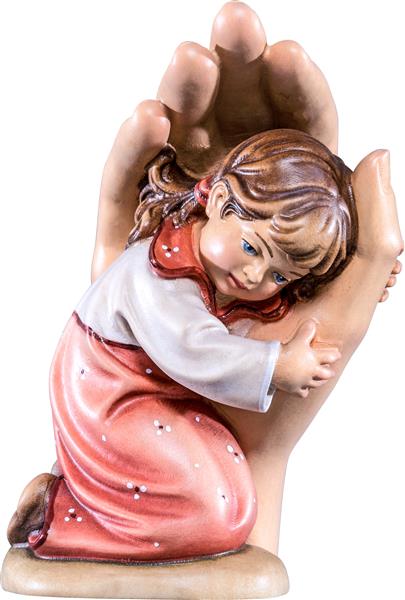 Schützende Hand stehend mit Mädchen Schützende Hand stehend mit Mädchen