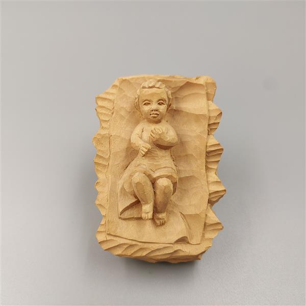 Jesuskind in Wiege handgeschnitzt