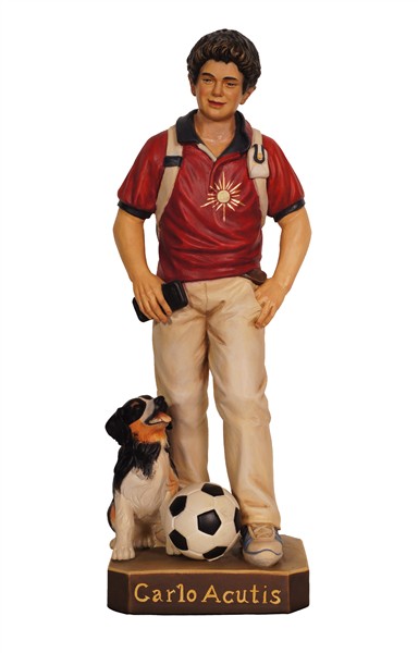 Hl. Carlo Acutis mit Hund und Ball Hl. Carlo Acutis mit Hund und Ball