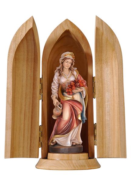 Hl. Elisabeth mit Rosen und Krug in Nische Hl. Elisabeth mit Rosen und Krug in Nische