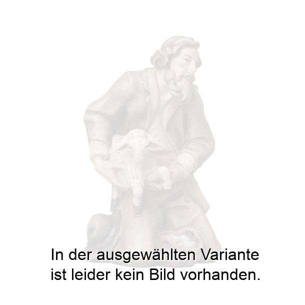 Hirte kniend mit Schaf