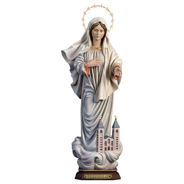Madonna Medjugorje mit Kirche mit Schein 12 Sterne Messing Madonna Medjugorje mit Kirche mit Schein 12 Sterne Messing