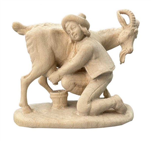 Bub mit Ziege (von der Seite melkend)